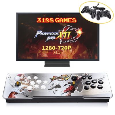 Pandoras Box 12. Console d'arcade classique, type arcade, avec 3188 jeux classiques installés. Connexions HDMI et VGA et sortie USB. Comprend 2 commandes analogiques avec connexion USB. Blanc