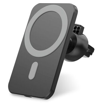 Chargeur sans fil Qi pour voiture, avec support de grille magnétique. Compatible avec iPhone 12. Connexion de type C. Noir 2
