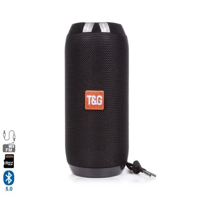 TG-117 Bluetooth 5.0 portable speaker. USB reader, micro SD, FM radio and hands-free. 3.5mm jack auxiliary input. Black