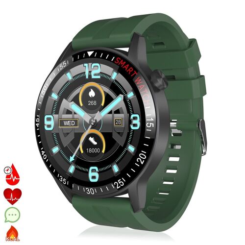 Smartwatch B30 con modo multideporte, monitor cardiaco y tensión, notificaciones. Verde
