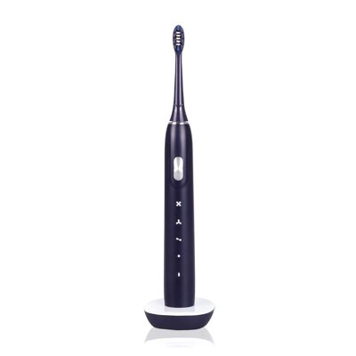 ET06 sonic electric toothbrush with 4 brushing modes and charging base. Includes 2 heads. Black