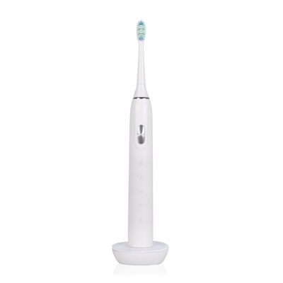 ET06 sonic electric toothbrush with 4 brushing modes and charging base. Includes 2 heads. White