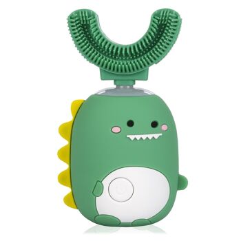 ET07 brosse à dents électrique sonique en forme de U pour enfants. Modes nettoyage, massage et blanchiment. Vert 1