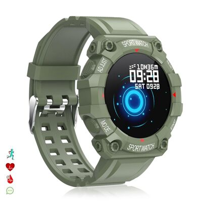FD68 Bluetooth 4.0 Smart-Armband mit Herzfrequenzmesser, Blut O2 und Blutdruck. Sportmodi. Militärgrün