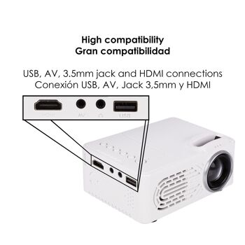 Mini vidéoprojecteur 814. Prend en charge HD 1080P. De 25 à 80 pouces, contraste 1000:1, haut-parleur intégré et télécommande. Le noir 3