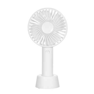 Portable mini fan with battery and desktop support. White
