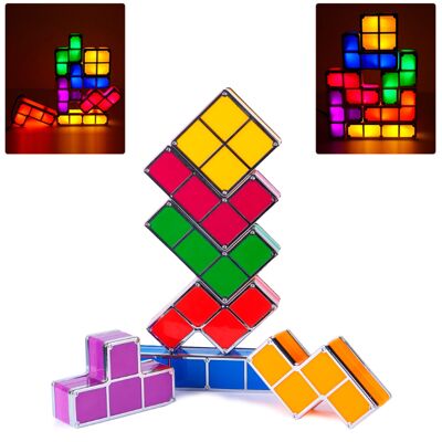 Multicolor LED Tetris retro lamp. Put the pieces together and they will light up, create shapes freely.Color:Multicolor