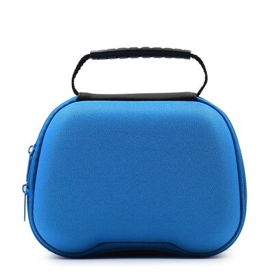 PS5 controller case. Semi-rigid, with handle, soft velvety interior and zip closure. Blue
