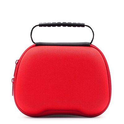 PS5 controller case. Semi-rigid, with handle, soft velvety interior and zip closure. Red