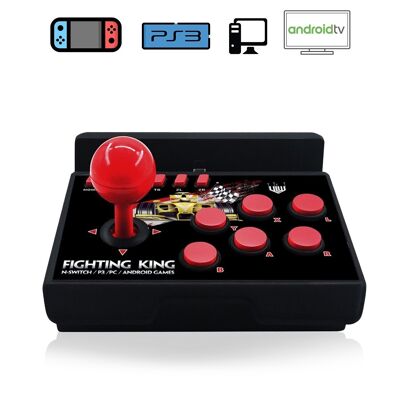 Manette d'arcade de jeu Joystick NS-007 pour Nintendo Switch, PS3, PC et Android TV. Le noir