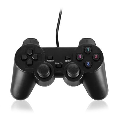 USB controller with vibration compatible with PC / PS3. Black