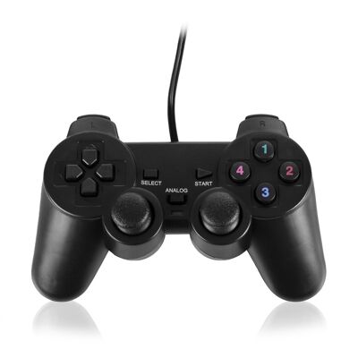 USB-Controller mit Vibration kompatibel mit PC / PS3. Schwarz