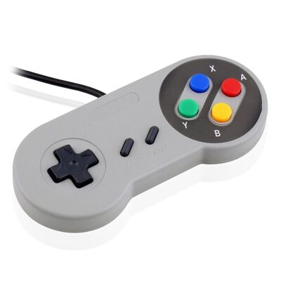 USB classic retro controller, compatible with PC and Mac. Gray