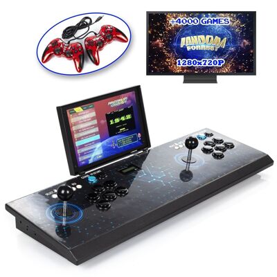 Pandora Box Forrest with 10-inch screen. Emulator with more than 4000 classic games installed, classic arcade console, arcade machine. 2 analog controls. Black