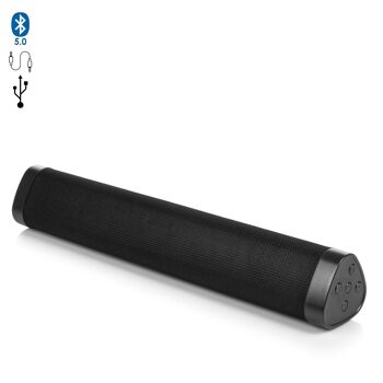 Haut-parleur barre de son A500 Bluetooth 5.0, 2 haut-parleurs avant. Entrée USB, carte micro SD et jack 3,5. Radio FM. Le noir 1