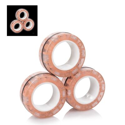 Magnetic Fidget Glow Rings, magnetic rings, glow in the dark. Antistress toy, anxiety, concentration. Pink