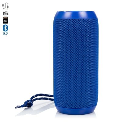 A117 Portable Bluetooth Speaker. USB reader, micro SD, FM radio and hands-free. 3.5mm jack auxiliary input. Blue