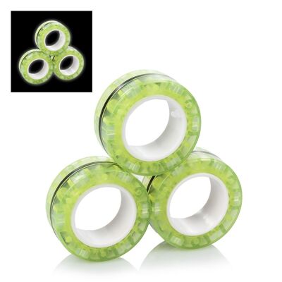 Magnetic Fidget Glow Rings, magnetic rings, glow in the dark. Antistress toy, anxiety, concentration. Green
