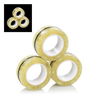 Magnetic Fidget Glow Rings, magnetic rings, glow in the dark. Antistress toy, anxiety, concentration. Yellow