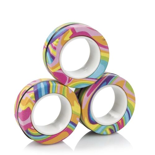 Magnetic Fidget Rings, anillos magnéticos de diseño exclusivo. Juguete antiestrés, ansiedad, concentración. Arcoiris