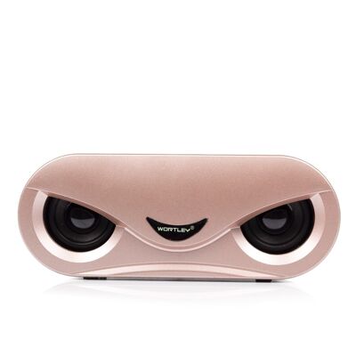 M6 bluetooth 5.0 speaker. USB input, micro SD card and 3.5 jack. Pink gold