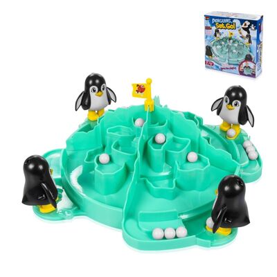 Pinguine werfen Schneebälle. Geschicklichkeitsspiel für 2 bis 4 Spieler. Mehrfarbig
