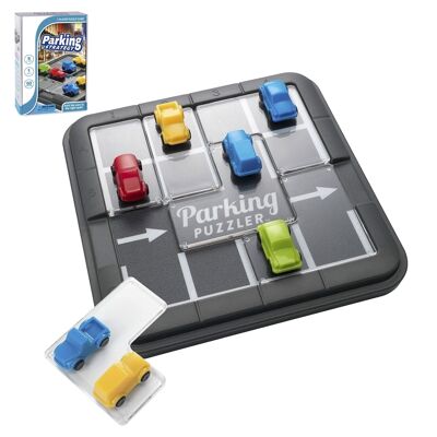 Busy Parking Lot. Board game of skill for 1 player. 60 challenges. Multicolored