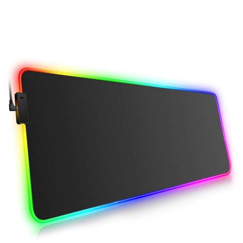 Alfombrilla Gaming GMS-WT-5 con luces LED RGB. Tamaño 80x30cm, 4mm de grosor. Negro