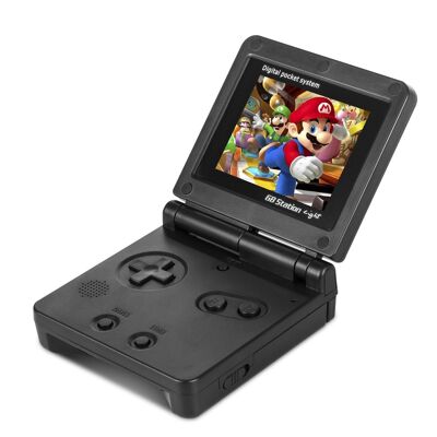 Console portable rétro avec 500 jeux 8 bits et écran pliable de 3 pouces. Connexion télé. Le noir