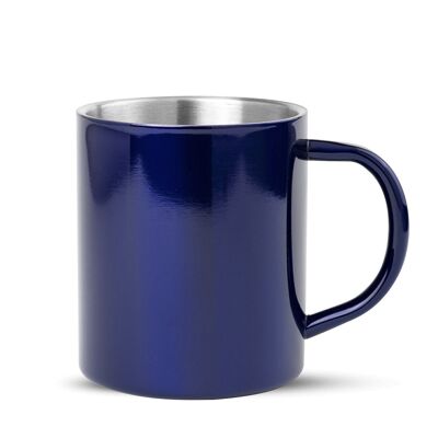 Mug en acier inoxydable Yozax d'une contenance de 280 ml au design bicolore original, finition brillante. Bleu