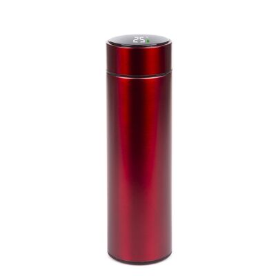 500ml sports thermos with smart temperature indicator. Vacuum insulated water bottle, up to 12 hours of heat maintenance. Red