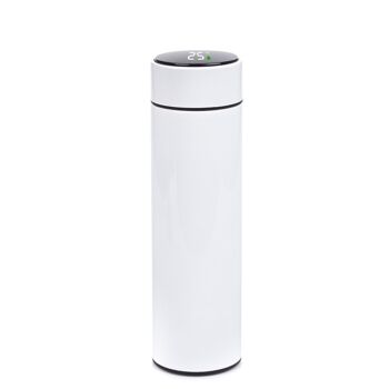 Thermos de sport 500 ml avec indicateur de température intelligent. Bouteille d'eau isolée sous vide, jusqu'à 12 heures de maintien de la chaleur. Blanc 1