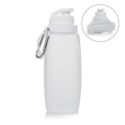 320ml mini collapsible roll-on bottle, made of food grade silicone. With carabiner. Transparent
