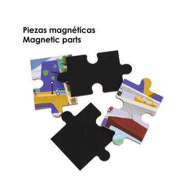 Puzzle design Traffic in the City de 40 pièces magnétiques. Format type livre, 2 puzzles de 20 pièces en 1. Vert 2