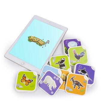 Zoo de fantaisie. Cartes éducatives d'animaux en réalité augmentée. Observez et apprenez avec les animaux en 3D. Application pour Androïd et iOS. Multicolore 2