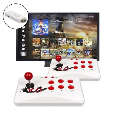 Pandora Twince. Klassischer HDMI-Games-Arcade-Konsolen-Emulator. 2 drahtlose Joysticks. 1 und 2 Spieler. Weiß