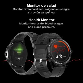 Smartwatch X6 avec casque Bluetooth 5.0 TWS intégré, tensiomètre et moniteur d'oxygène. Le noir 2
