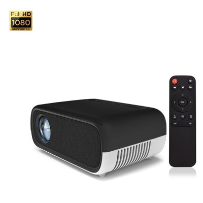 Mini video projector YG280 LED 800 lumens. Support HD1080 resolution. From 24 to 80 inches. Includes remote control. Black