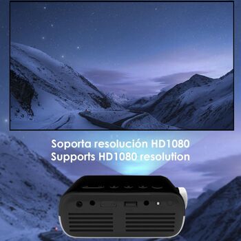 Mini vidéoprojecteur YG280 LED 800 lumens. Prise en charge de la résolution HD1080. De 24 à 80 pouces. Comprend une télécommande. Le noir 3