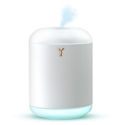 KST09 Humidificateur 1 litre avec lumière LED multicolore ambiante. 2 intensités de nébulisation. Fonction de stérilisation, compatible avec l'hydroalcool. Blanc