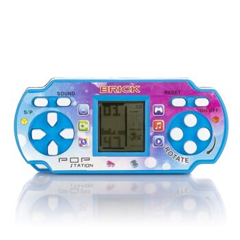 Pop Station, mini console portable avec 23 jeux classiques de Brick Game. Tetris, puzzles, difficulté et vitesse réglables. Bleu 1