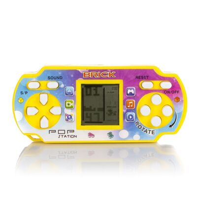 Pop Station, mini console portable avec 23 jeux classiques de Brick Game. Jaune