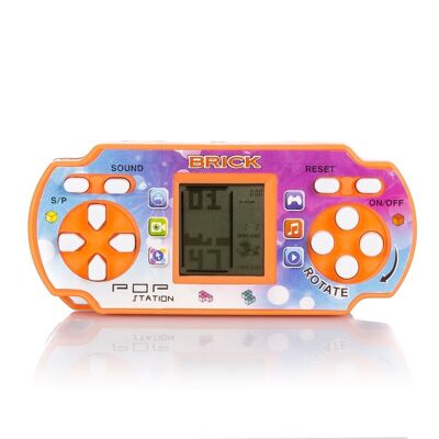 Pop Station, mini console portable avec 23 jeux classiques de Brick Game. Orange