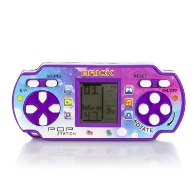 Pop Station, mini console portable avec 23 jeux classiques de Brick Game. violette