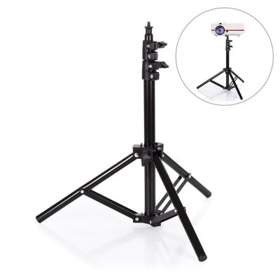 Aluminum support tripod for projectors. 1.02 meters high. Black