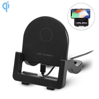 Qi 15W wireless fast charger. Horizontal and vertical stand. Black