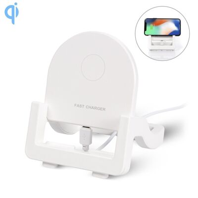 Qi 15W wireless fast charger. Horizontal and vertical stand. White