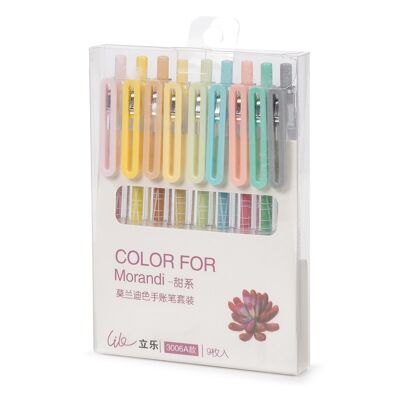 Set of 9 gel pens in various colours. Multicolored