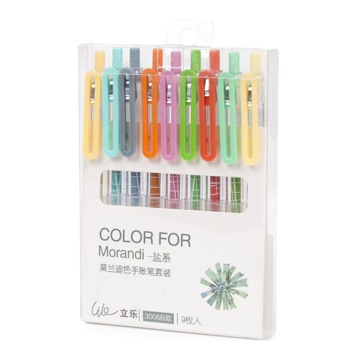 Pack de 9 bolígrafos de gel en varios colores. Multicolor