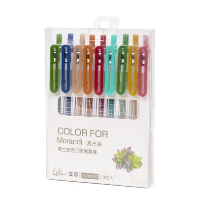 Blister of 9 gel pens in various colours. Multicolored